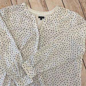 Talbots White Blouse with Black Polka Dots Plus Size 2X Light Weight Chic